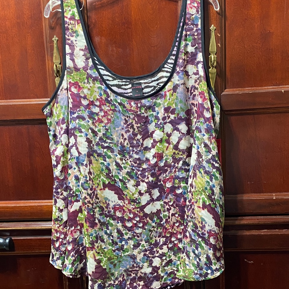 Pure Energy Multicolor Floral/Animal reversible size 26/28 Tank Top